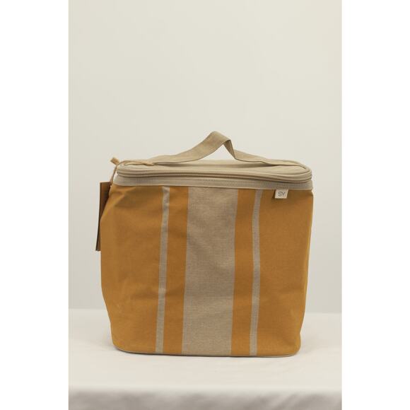 Nourish by So Young Lunch Tote Bag Zip Pockets Mustard Stripes One Size - Picture 1 of 6